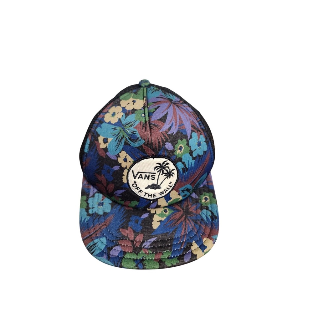 Vans Off The Wall Trucker Hat Tropical Floral Snapback Mesh Cap Blue Black